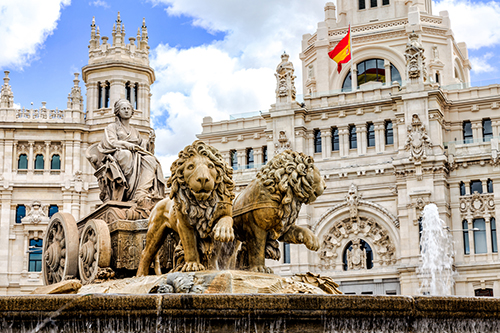 Lions on Fountain in Madrid