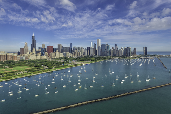 Chicago Skyline aerial view