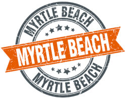 Myrtle Beach orange round grunge vintage ribbon stamp