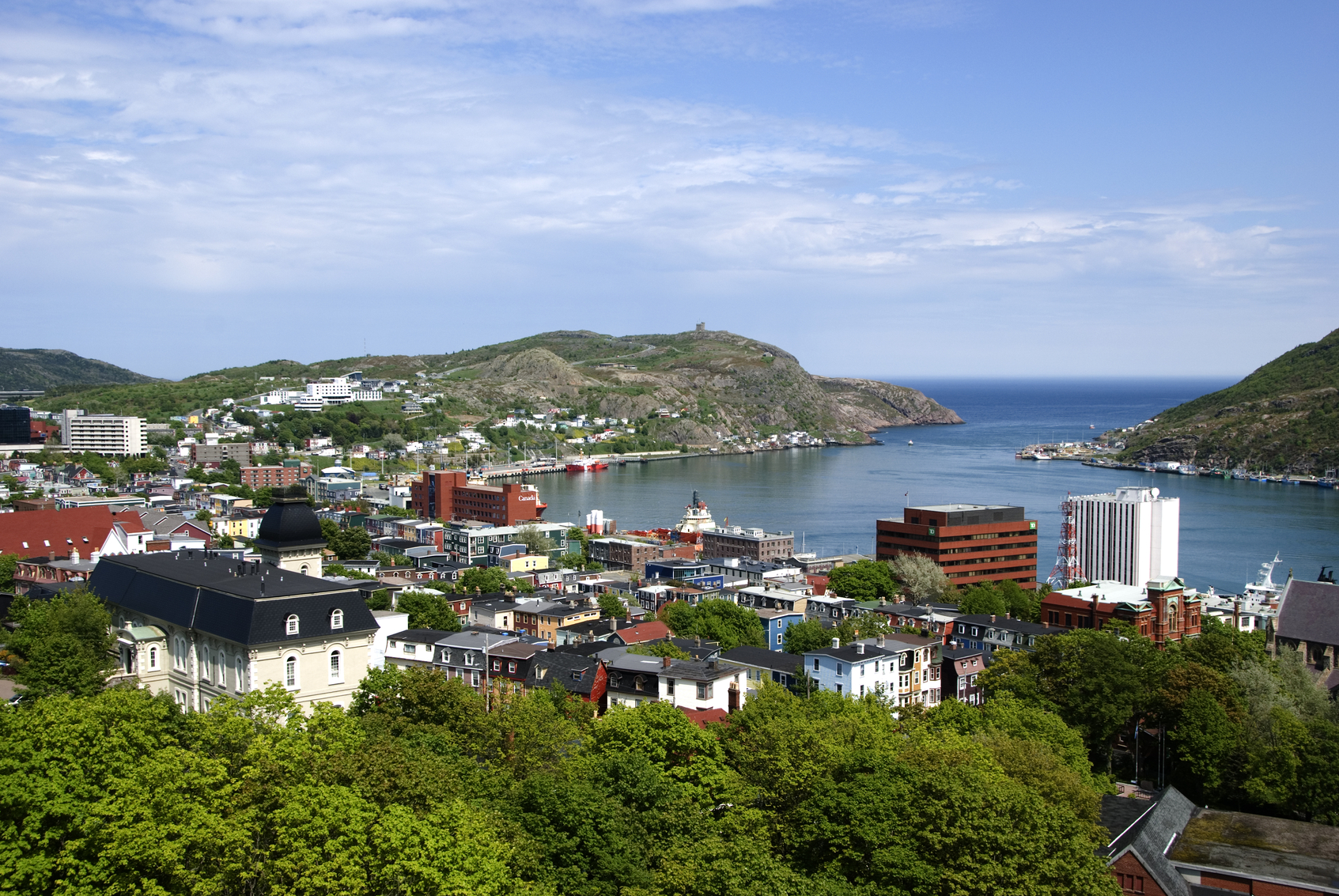 An overhead view of St Johns Harbour