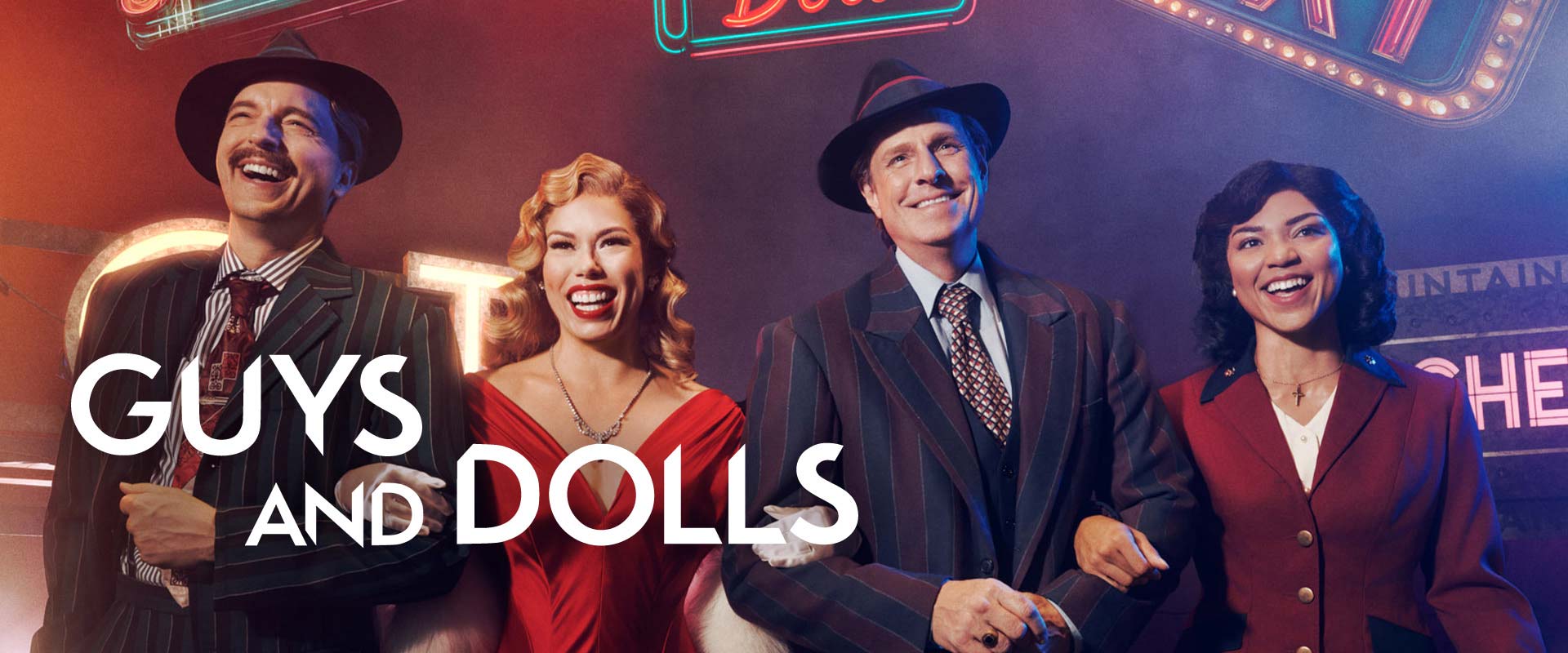Promo  image for the theatre production of Guys and Dolls.